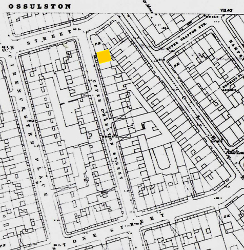 Upper Charlton Street in a detail of the Ordnance Survey map, 1872